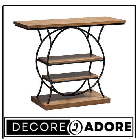 Decore To Adore Customize One Piece Wide Brown Wood 2-Shelf Console Table, Contemporary Farmhouse Decor With This Two-Shelf Wood - ValueBox