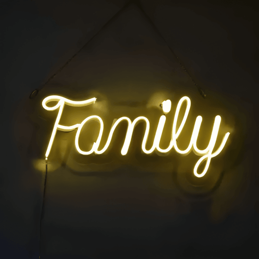 Family Neon Sign Board Glow Neon Light Wall Signboards Led Sign Boards for Shop Restaurant Room Decoration - ValueBox