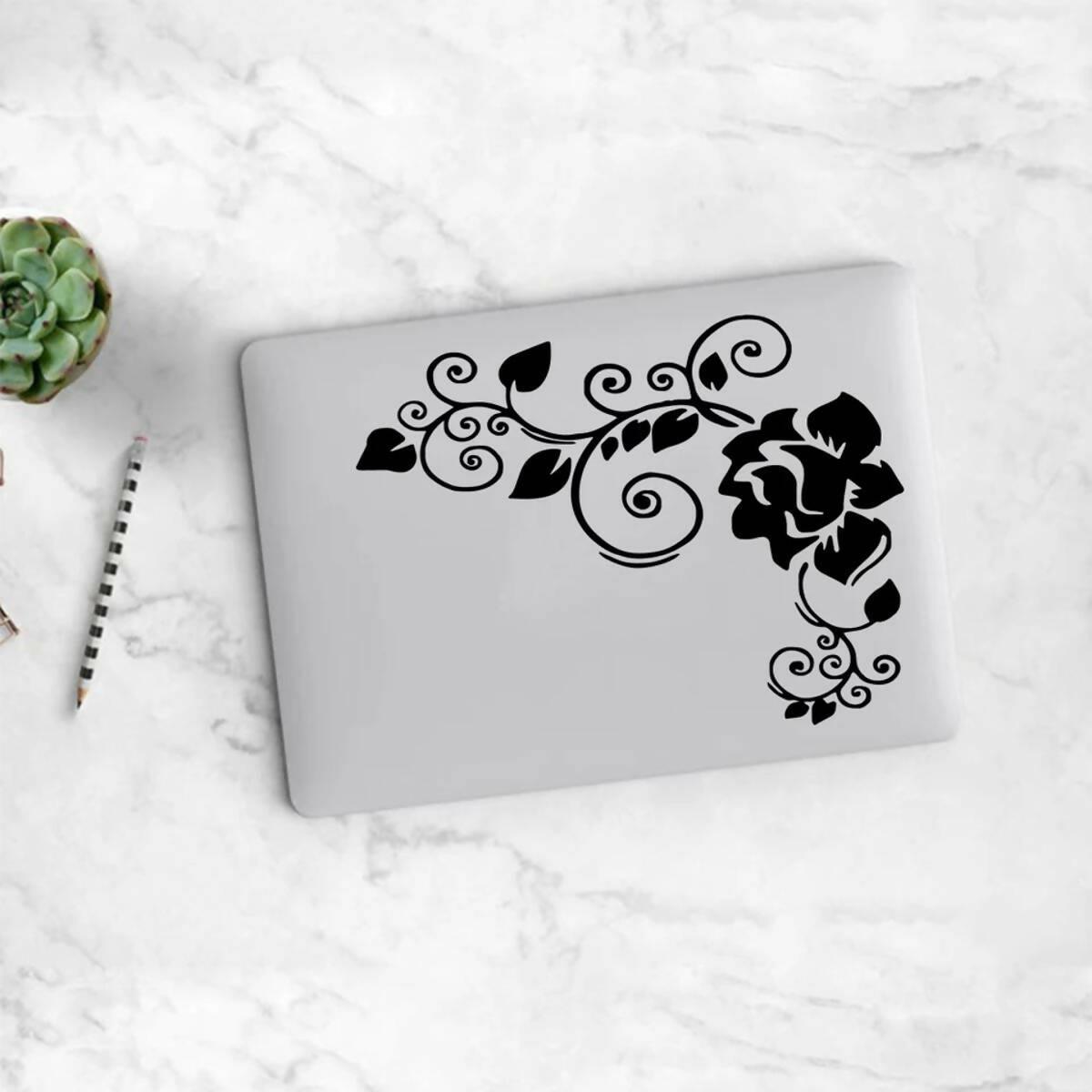 Rose Flower Branche Vinyl Decal Laptop Sticker, Laptop Stickers by Sticker Studio - ValueBox