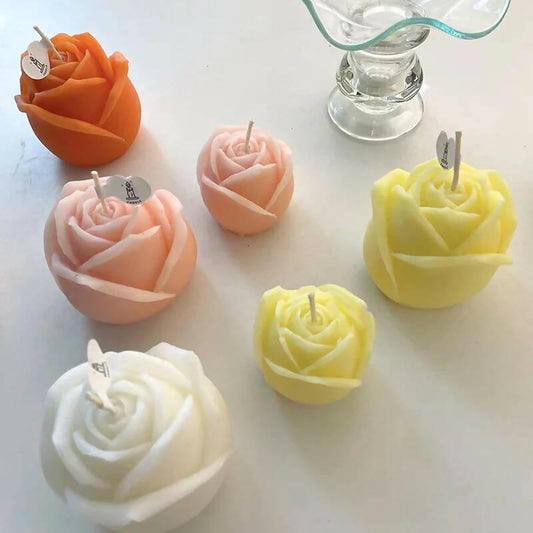 Pack of 1-3 Large size Rose Flower with Half open Petals Scented Candles