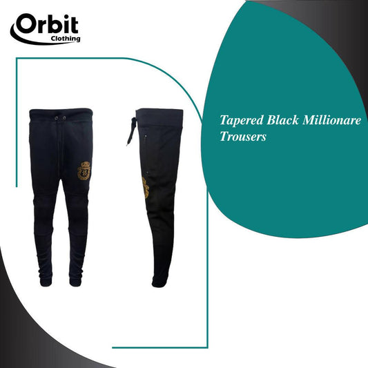 Orbit Tapered Black Millionare Trousers Best for Gyms and Casual Wear - ValueBox