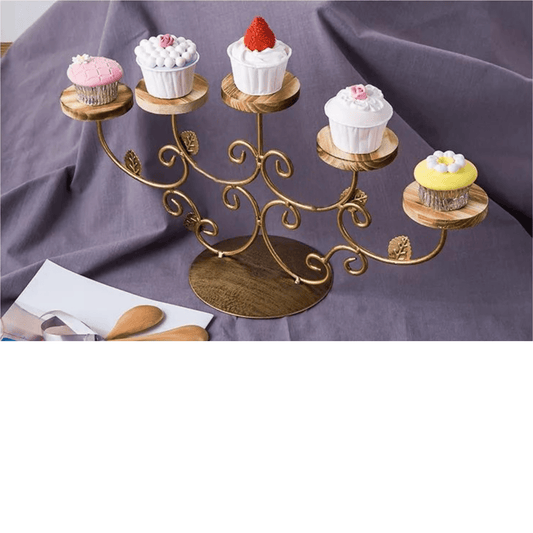 1 Pcs Metal Cake Stand, Cupcake Holder Cookies Dessert Display Plate Serving Tray Platter With Handel for Baby Shower Wedding Birthday Party, - ValueBox