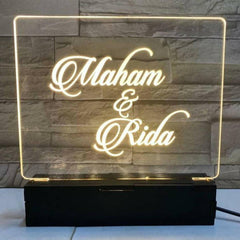 Couple LED Customized Message Name Lamp – Customized Lamp – Couple Name Frame Table Top Decor – Wedding Gifts For Couples – Anniversary Gifts – Couple Gifts – Birthday Gifts – Vallentine Gifts – Night Lamp - ValueBox