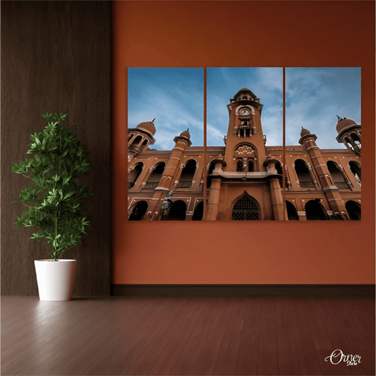 Down View Of Clock Tower Building (3 Panels) | Architecture Wall Art - ValueBox