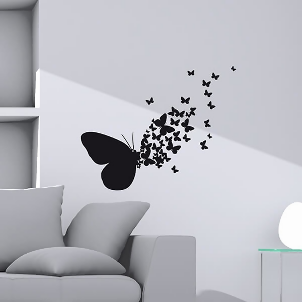 Flying Butterflies Wooden Wall Decor Big Butterfly Wall Decor, 3D Self Adhesive Wall Clock