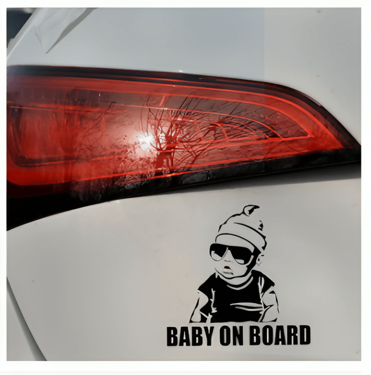 15.5*15.2CM BABY ON BOARD (BLACK) Creative Fashion Car Sticker Tail Warning Sign Decal Sticker Auto Accessories car Accessories - ValueBox