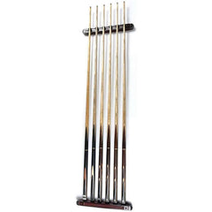 Professional Billiard Pool Wall Mount Hanging 6 Cue Sticks Holder for Snooker Red Brown