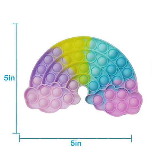 Push Pop Bubble Fidget Spinner Pop It Silicone Toy - 6 inches - Rainbow Clouds