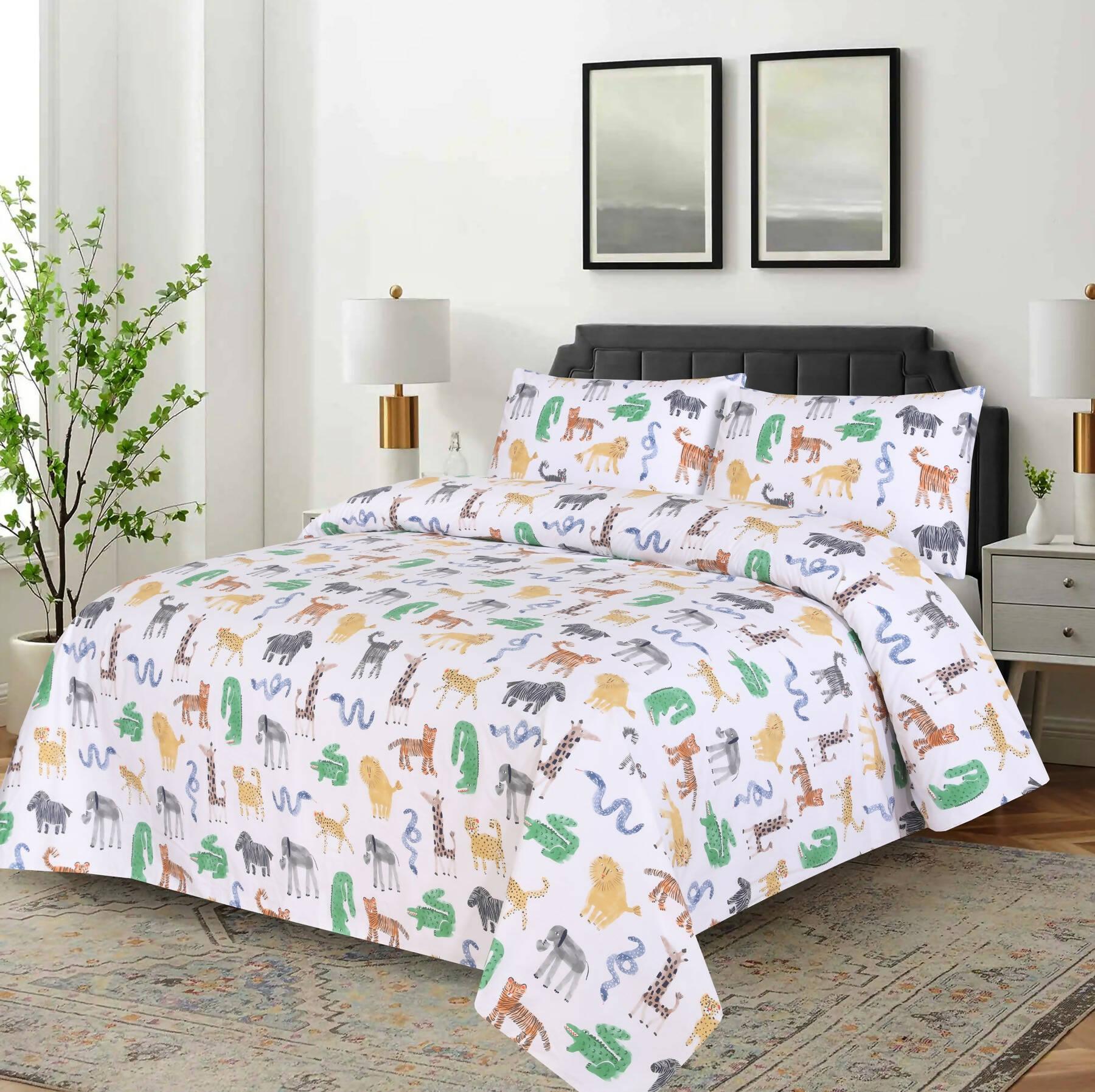 dekoracy bedsheet double bedsheet with 2 pillow cover animal printed - ValueBox