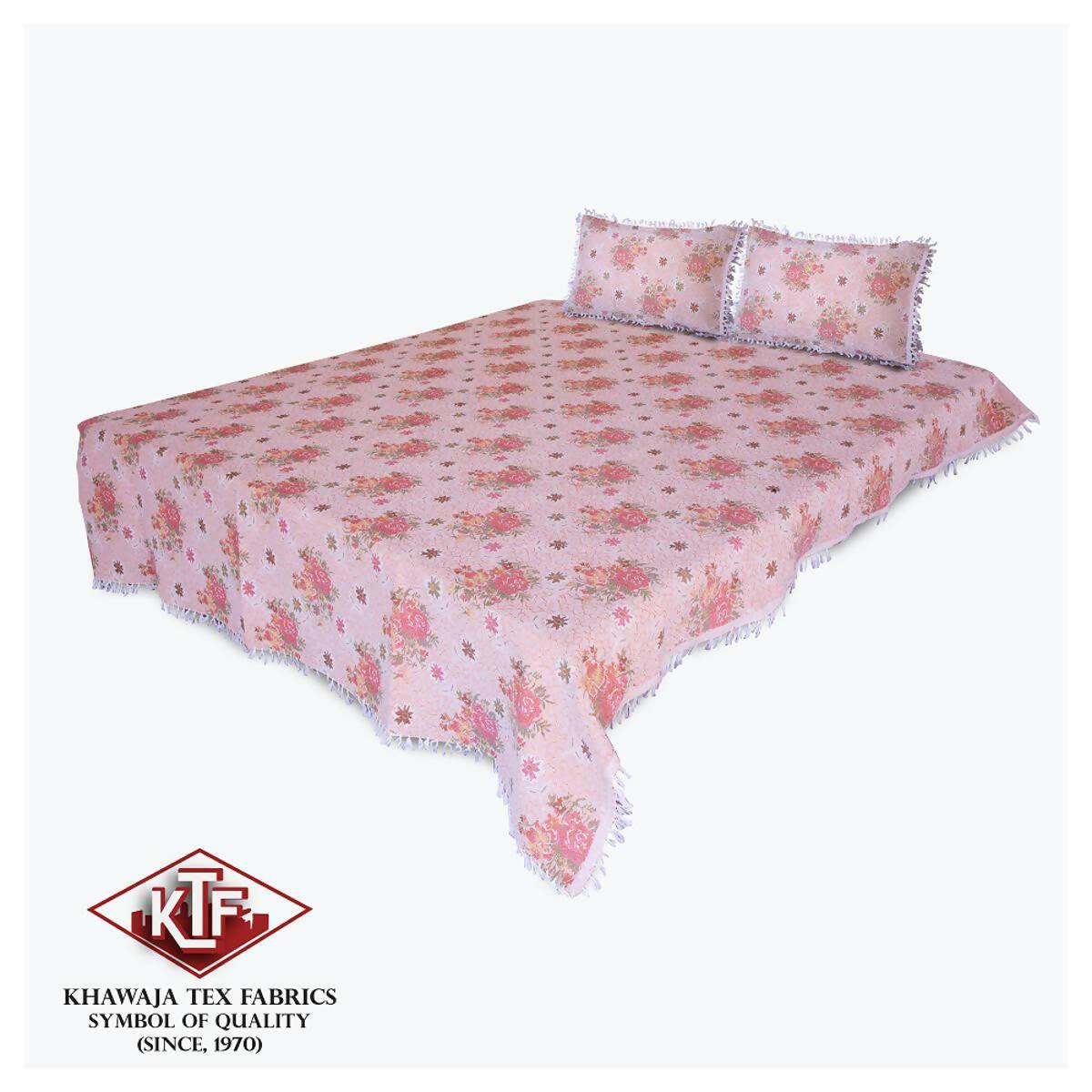 Khawaja King size double bed sheet jacquard traditional hand crafted bed set gultex style multani cotton polyester bed cover with 2 pillow covers A27 - ValueBox