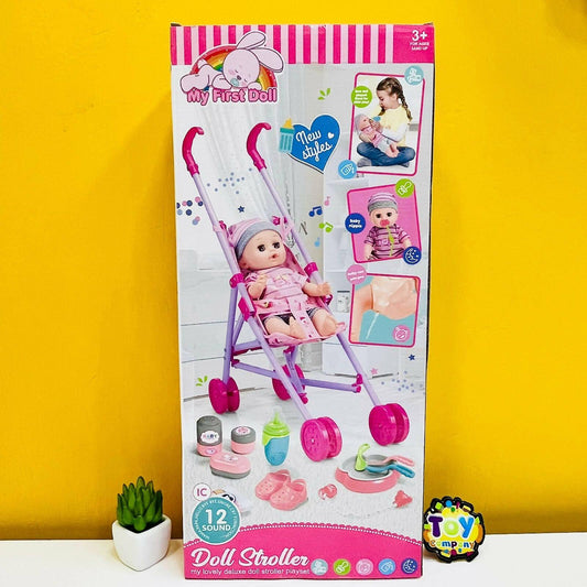 Pretend Doll With Stroller And Accessories - ValueBox