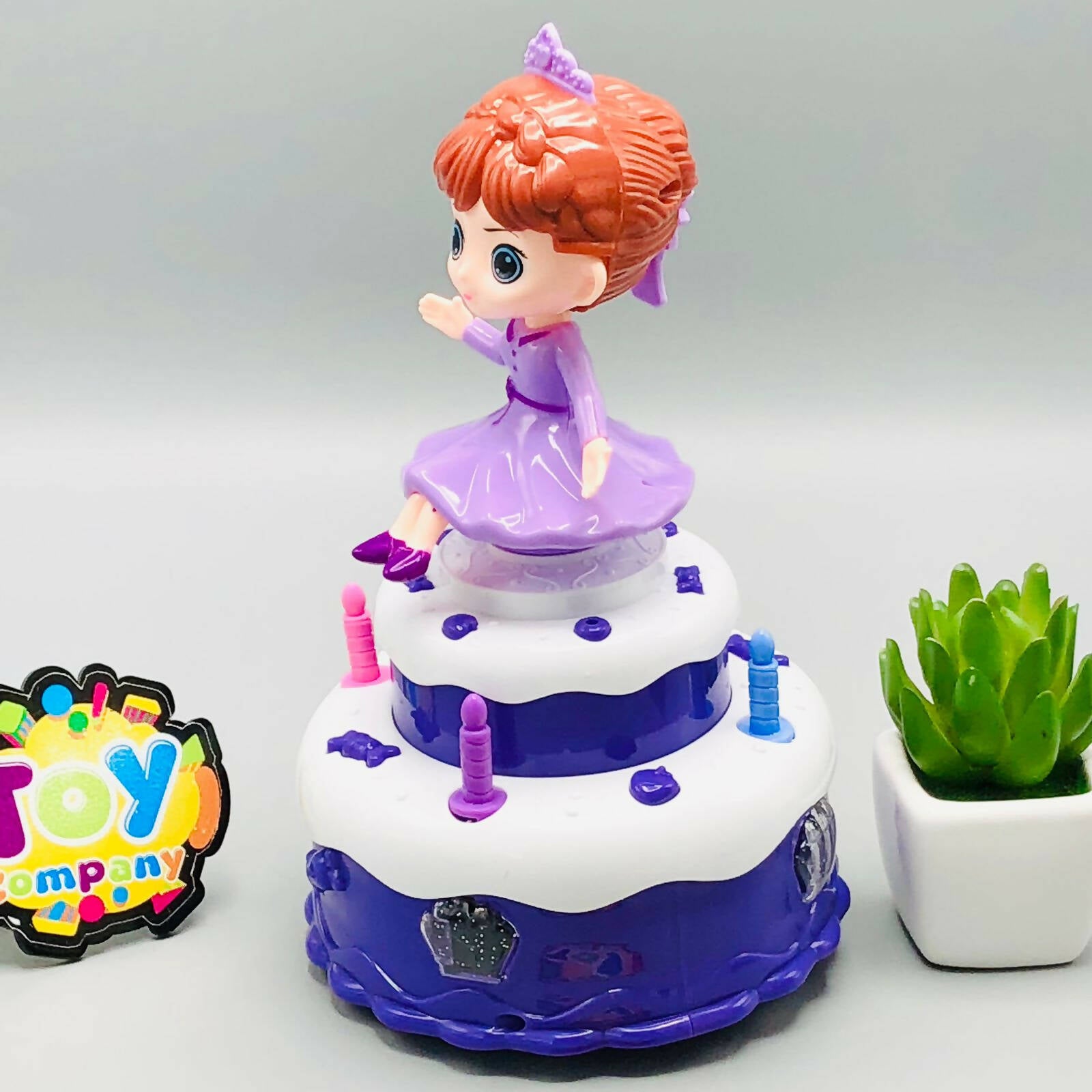 Cute Cake Rotating Snow Doll With Light & Music