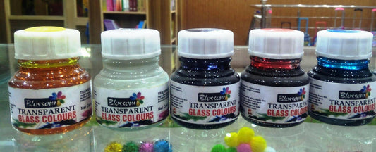 Pack Of 5 Glass Colors Transparent For Artists