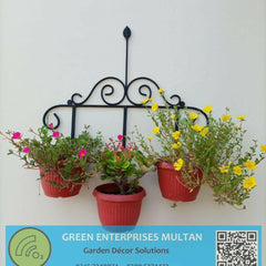 Metal Wall Frame for Home Garden & Outdoor Decor Black & pot hanger - ValueBox