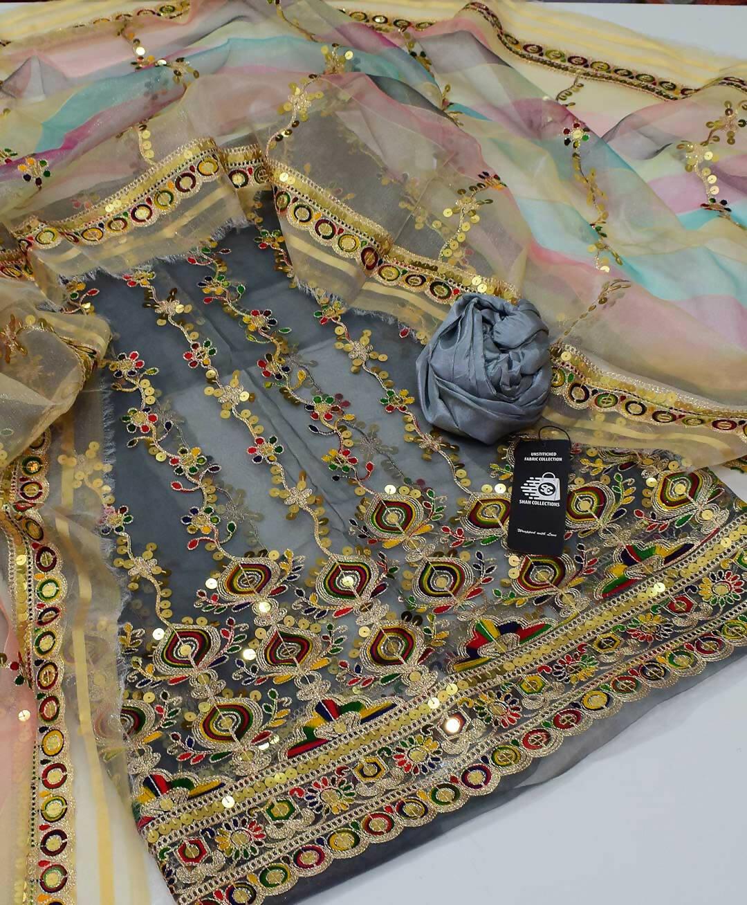 3 PC Embroidered Shirt & Dupatta With Khathan Trouser - ValueBox