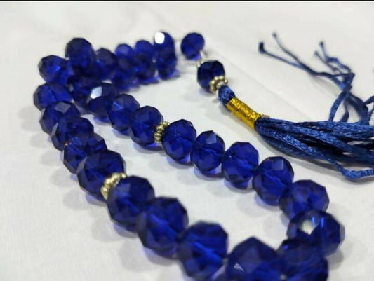 blue crystal 33 beads tasbeeh