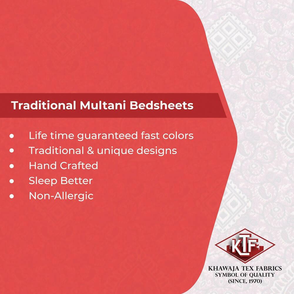 Pack of 2 Bedsheets Khawaja KING size bed sheet jacquard bed set bedsheets with 4 pillow covers A4 - ValueBox