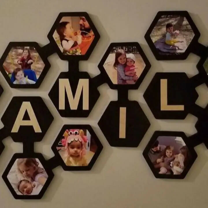 3D Family Tree Wooden Wall clock With Picture Large Frames, Wooden Family Tree Photos Frame, Modern home decor