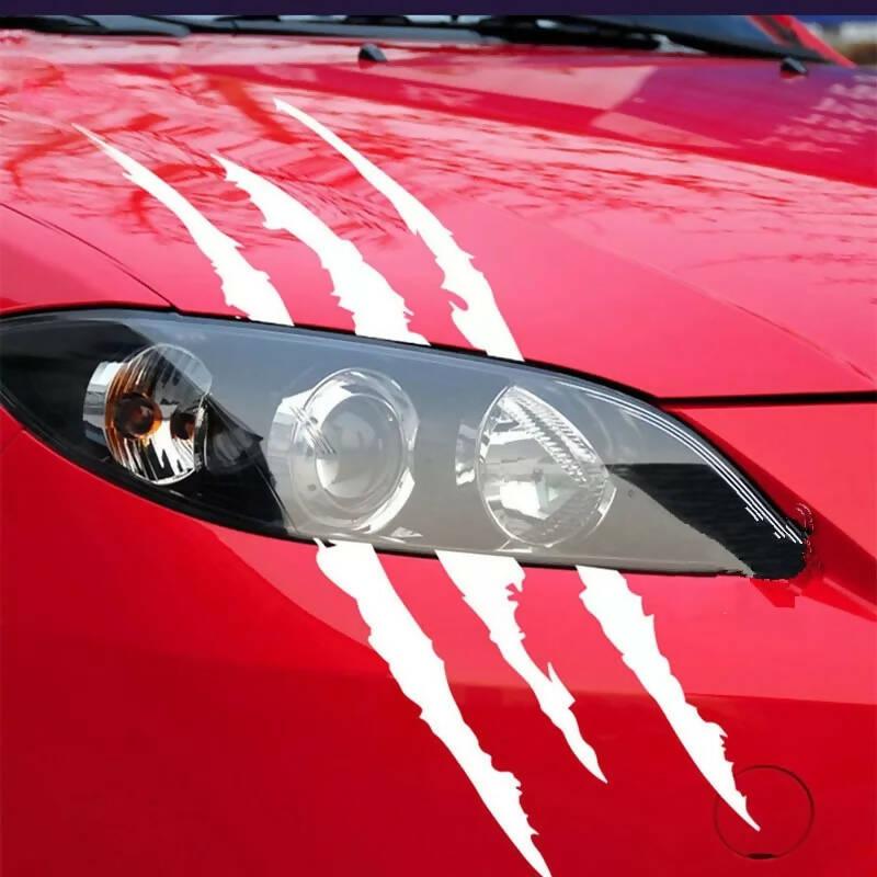 Monster Claww Scratch (White) Waterproof Vinyl Sticker Headlight Bumper Decoration, Auto Styling. - ValueBox