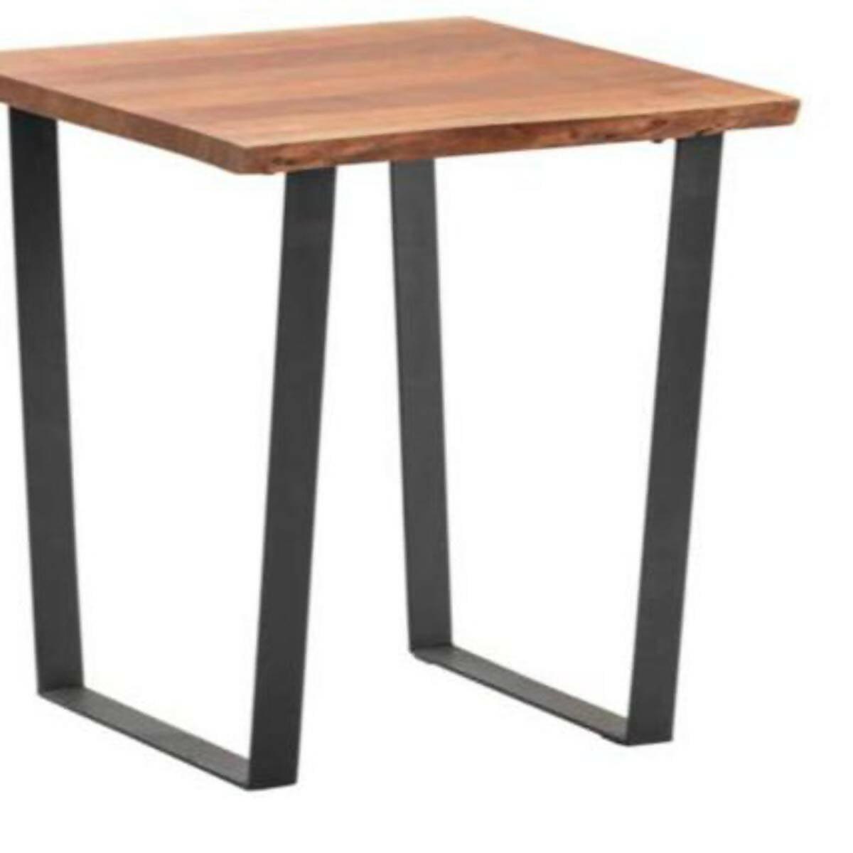 Decore To Adore Customize One Piece Wide Wood and Black Iron Rectangular End Table - ValueBox