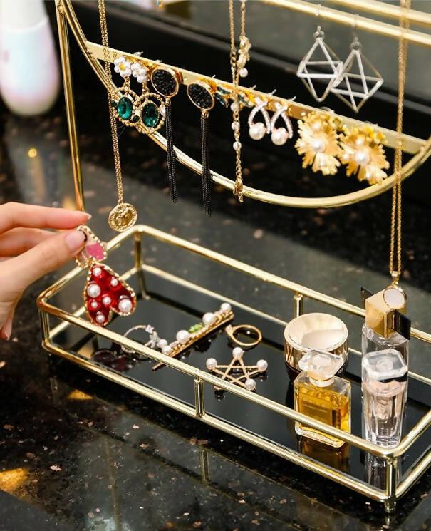 Jewelry Rack Makeup Storage Shelf Earring Organizer Display Holder Cosmetic Storage - ValueBox