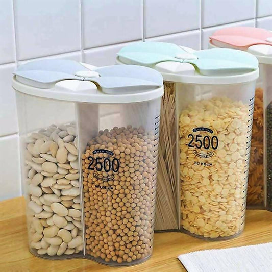 2 Partition Food Storage Container Jar – 2500ml | With Free Gift