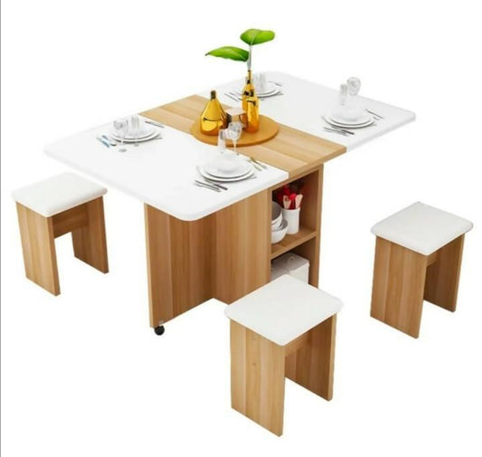 Multifunctional 5 Piece Foldable Dining Table and Chair Set Wooden Home Furniture