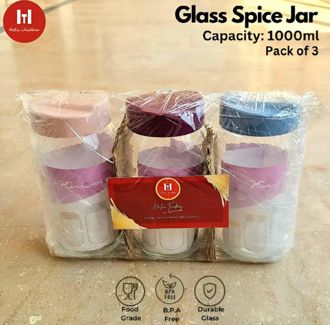 Glass Jar 1000ml - Pack of 3 - ValueBox