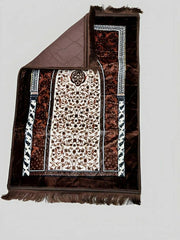 Brown Val-vet Foam Print Embossed Jai namaz / Janamaz / Prayer Rug / Prayer Mat - ValueBox