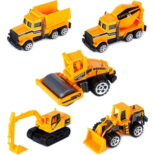 Pack Of 5 Models Construction Trucks For 3 Year Old Boys Mini Engineering Models Play Vehicles Cars - ValueBox