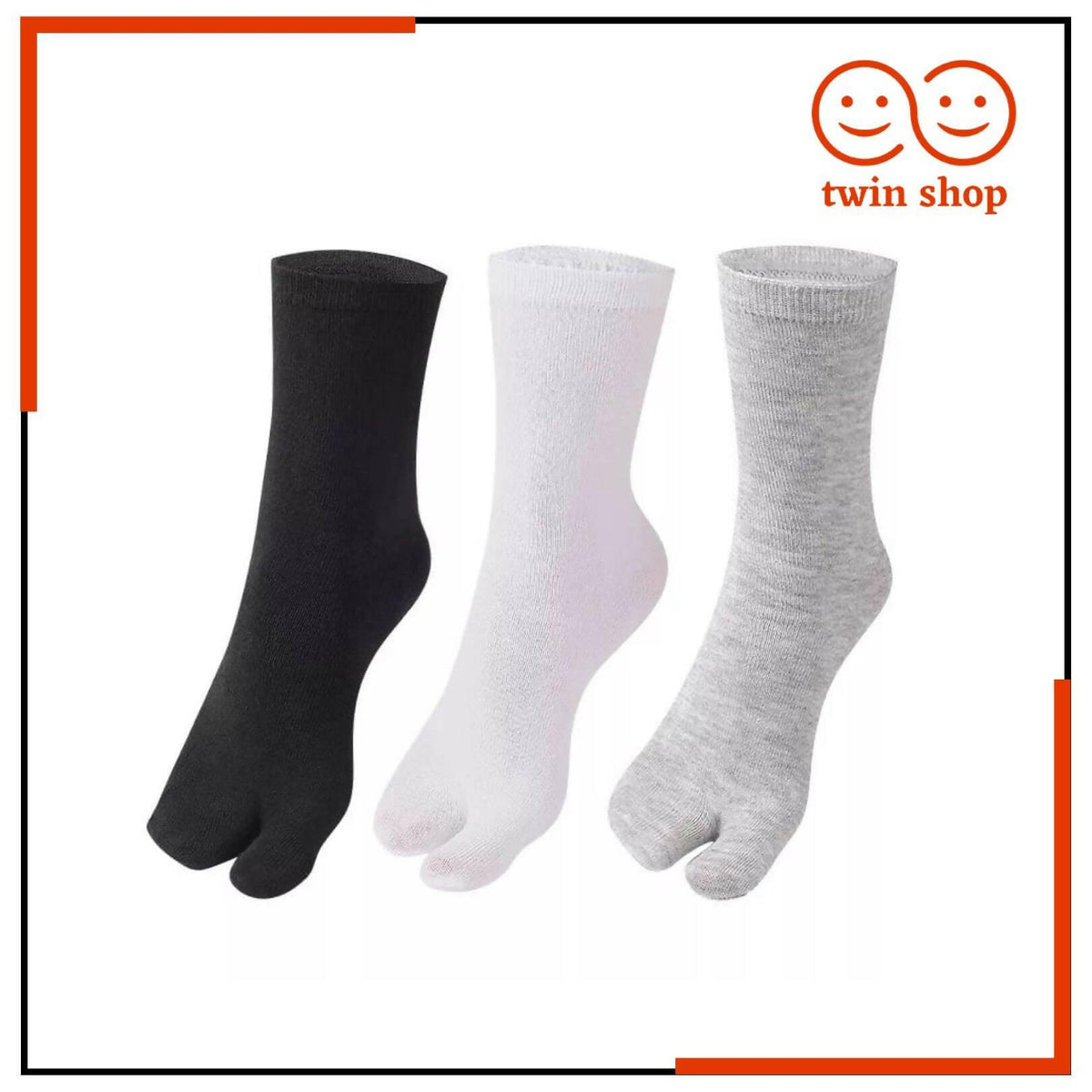 [Pack of 3] Two Finger Socks Black Kimono Flip