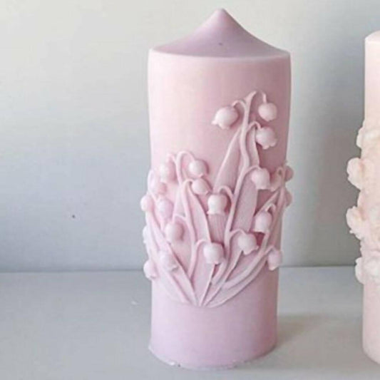 One Lilly of the Valley Flower Pattern in Scented Pillar Candles