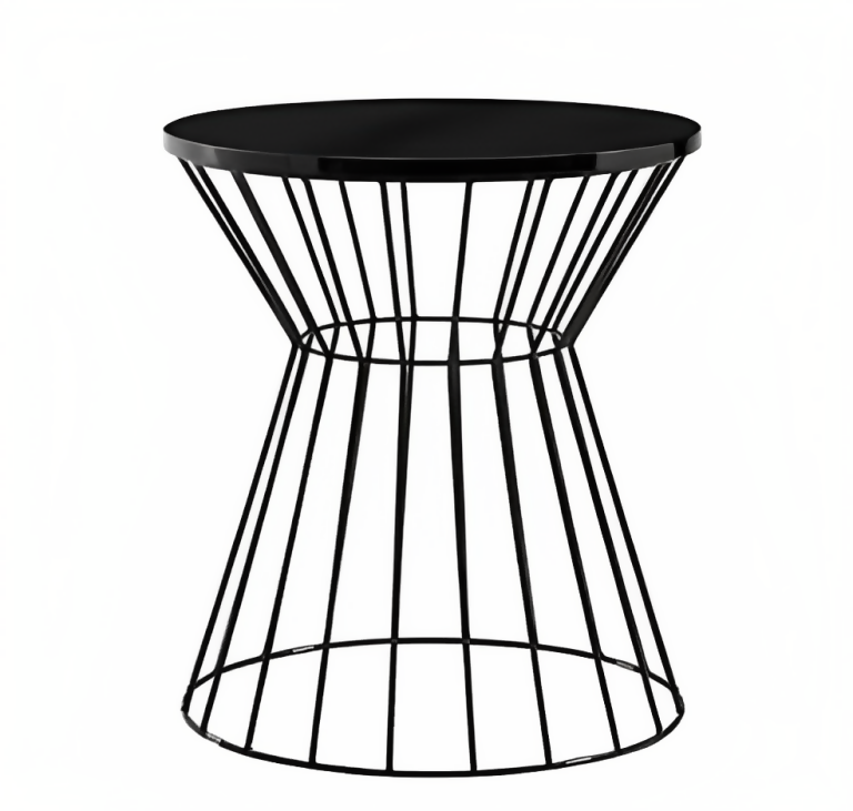 WOOD LAND METAL WIRE REMOVABLE WOOD TOP FOLDABLE ROUND COFFEE SIDE TABLE STORAGE BASKET ONE PICE