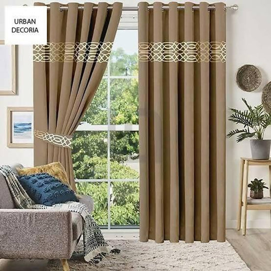 Velvet embroidery curtain Pack of 2