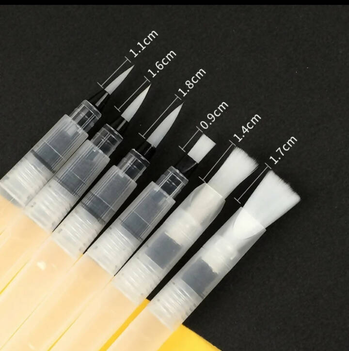 6pcs set Refillable Water Brush Ink Pen For Color Drawing Painting Illustration And Calligraphy School Stationery