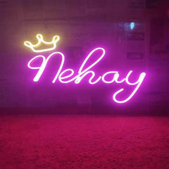 Customized Neon Sign, Logo { 2 alphabets in 0.5 }meter ,for Wall with Thick Acrylic Support - Shockproof Neon Light for Room Decoration Wall Art/Decor with High Durable Packing ,Increase Aesthetickness of your room - ValueBox