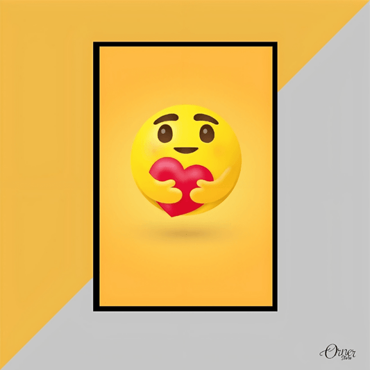 Home & Wall Decor Painting Care Emoji Hugging A Red Heart | Emoji Wall Art - ValueBox