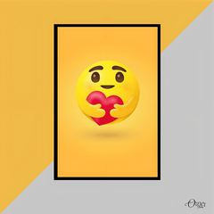 Home & Wall Decor Painting Care Emoji Hugging A Red Heart | Emoji Wall Art - ValueBox