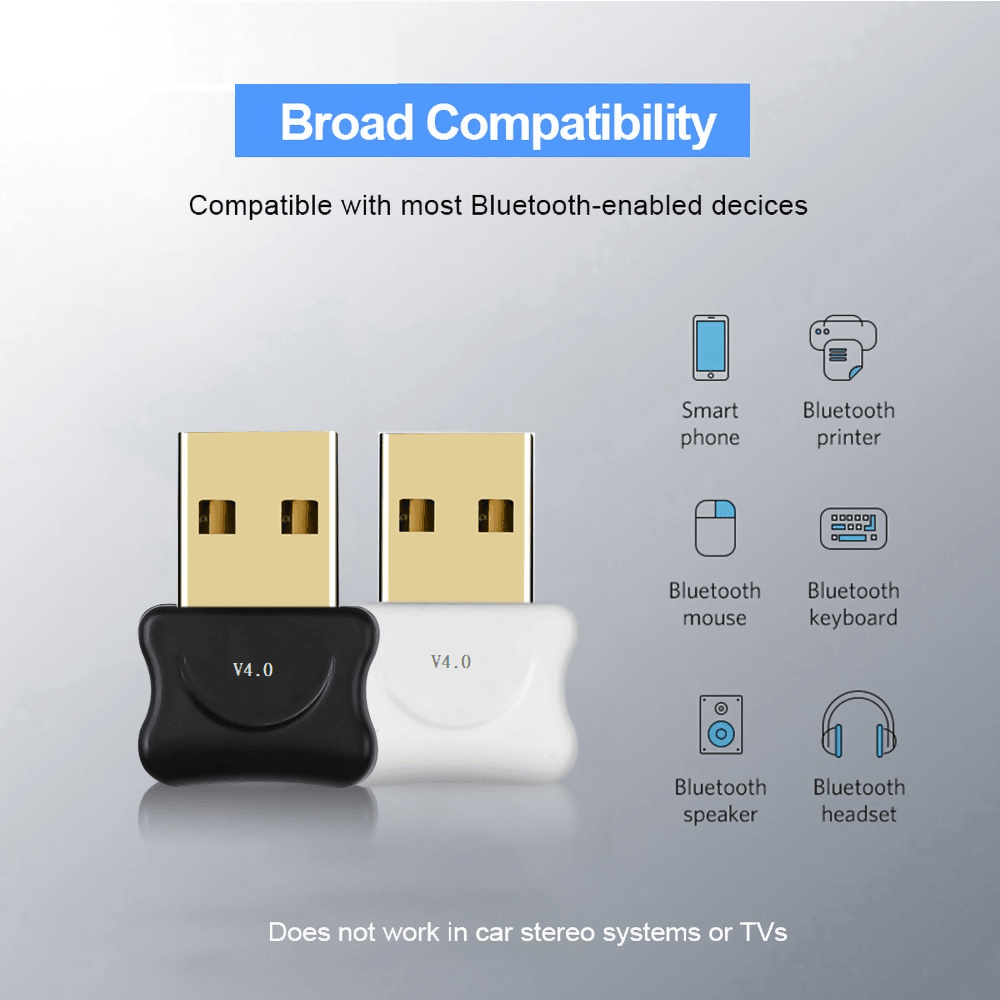 Usb Bluetooth 4.0 Adapter Receiver Trans'mitter Edr Dongle For Pc Wireless Transfer For Bluetooth Headphone Speakers Mouse - ValueBox