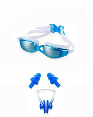 Pack Of 2 - Swimming Glasses Crystal Clear Uv Coating With Nose Clip Ear Plug Set For Adults