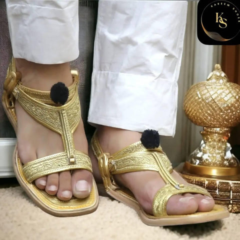 Tilla Chappal Kohati Sandal Kheri Golden - ValueBox