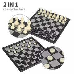 2 in 1 Travel Magnetic Chess and Checkers Board Game (Foldable) - ValueBox