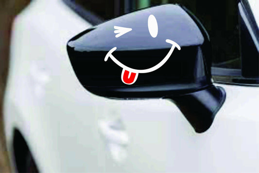 2 Pcs Eye Winkling (White and Red) Car Side Mirrors Stickers, Auto Styling Decal Sticker for Decoration. - ValueBox