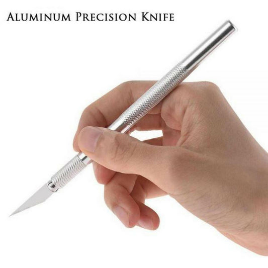 Metal Precision Paper Cutting Cutter Art Knife Tool For Craft Set Model Making Carving Scoring Pen Type Knife With 6 Blades For Diy Creator And Artist Tool - ValueBox