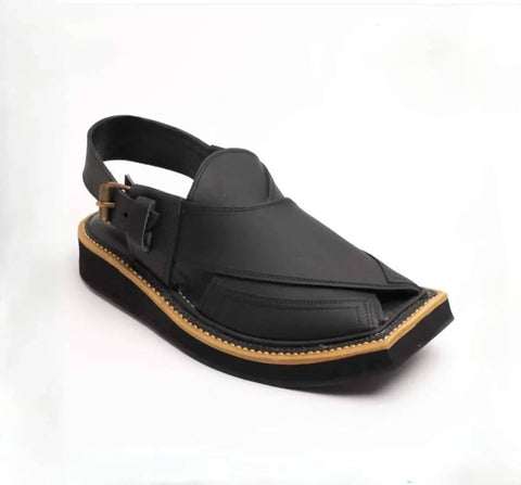 Black Shine Kaptaan Chappal | Peshawari Chappal Kheri for Men - ValueBox