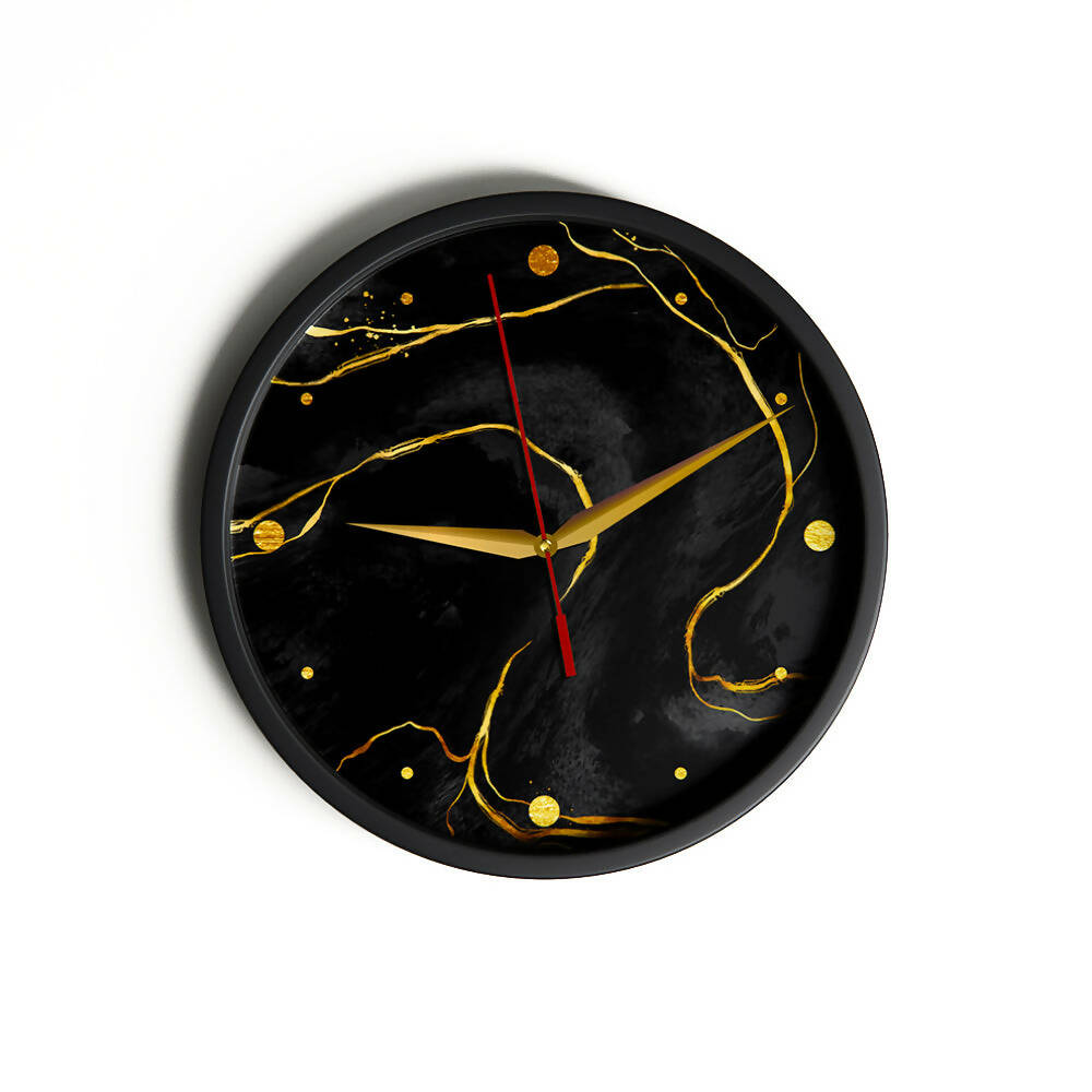 Black & Gold Fluid Style | Wall Clock