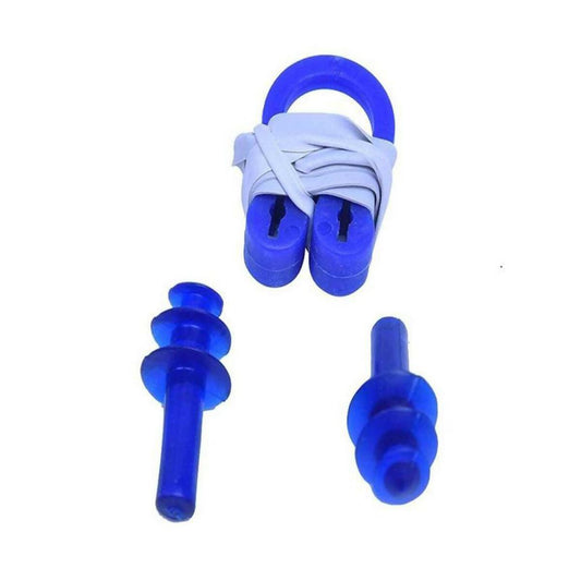Silicone Ear Plugs & Nose Clip Set - Blue