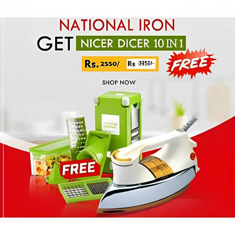 Buy Nationool Electric Dry Iron&Get Nicer Dicer Vegetable Cutter Free