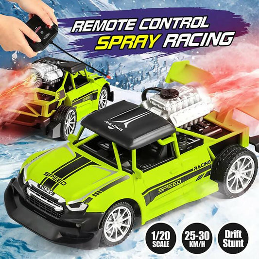 Remote Control Rock Monster Car with Lights & Flame Spray Function Stunt Car - Operated Battery - Green