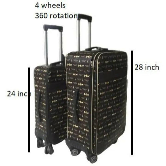 Economic set of 2 Fabric luggage travel suitcase 4 wheel 360 rotation moveable handle bag